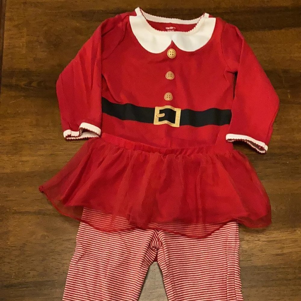 EUC! Carter's 18 MONTH Baby Santa Outfit WITH TULLE SKIRT ATTACHED